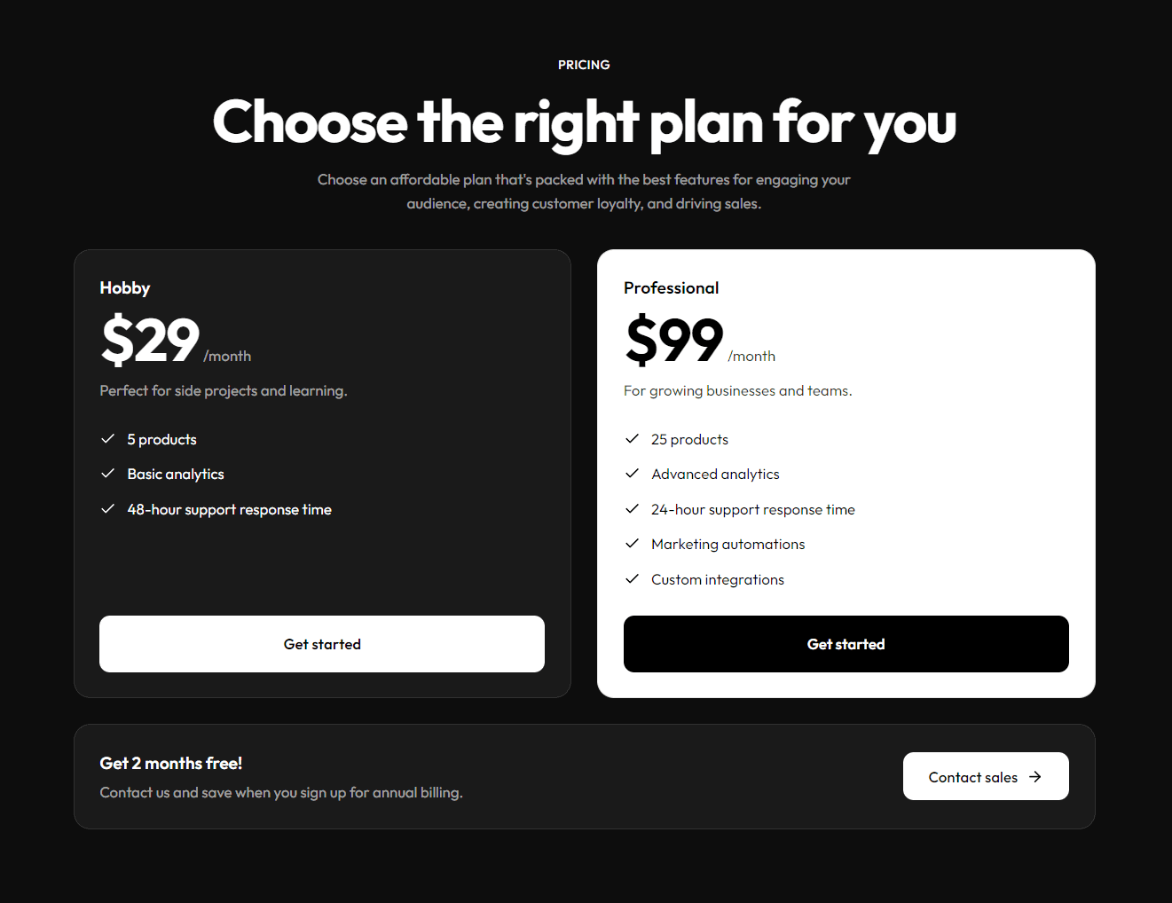 Split Banner Pricing
